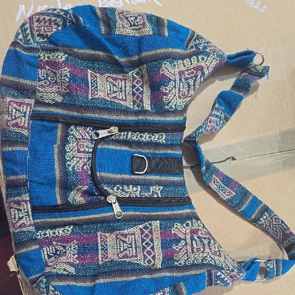 Bolivian Patterned Blue Shoulder Bag